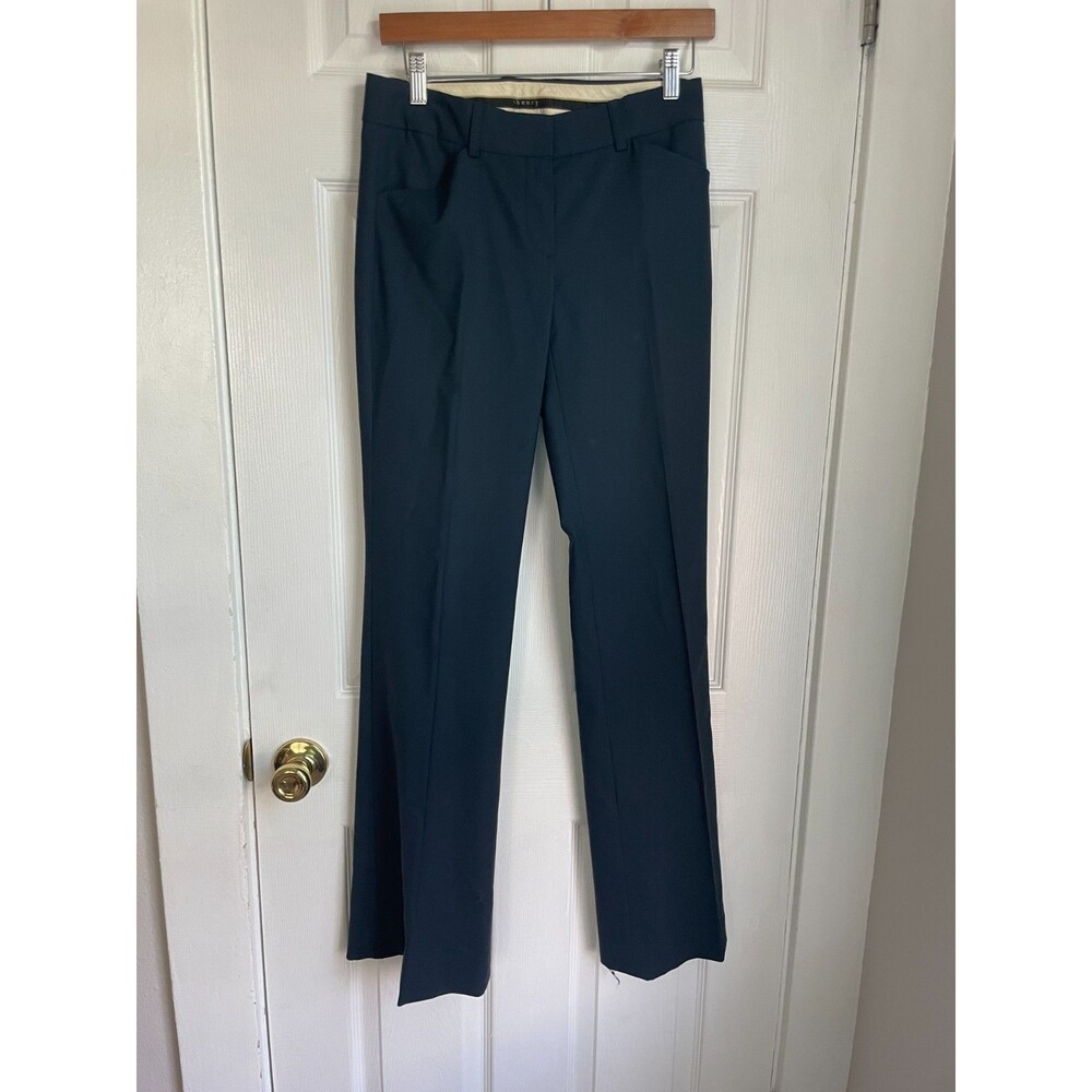 Theory Pants Womens 2 Navy Blue Wool Blend Flare Trouser Office Business Classic